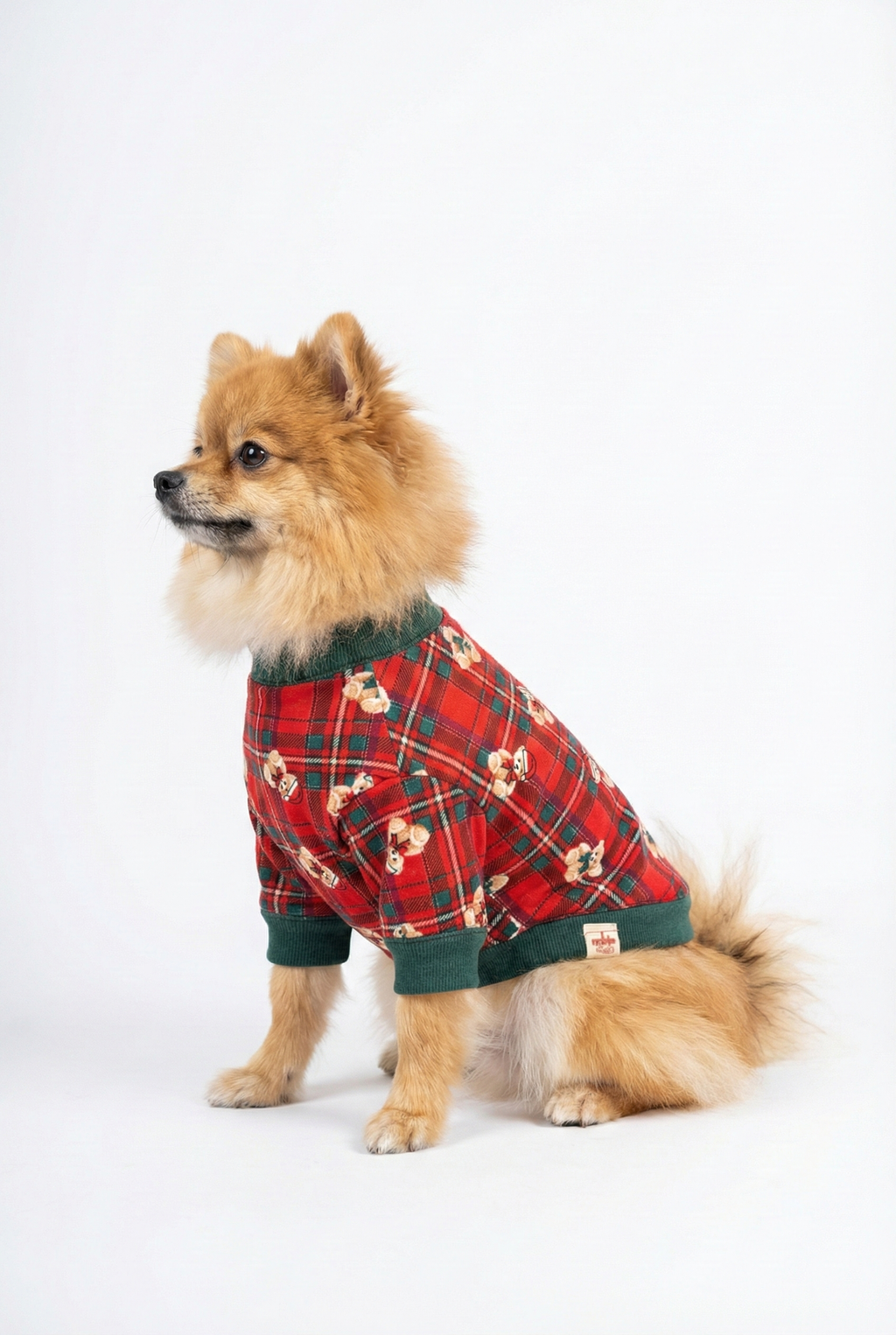 NobleDog Kırmızı Ekose Ayıcık Desenli Yılbaşı Köpek Sweatshirt