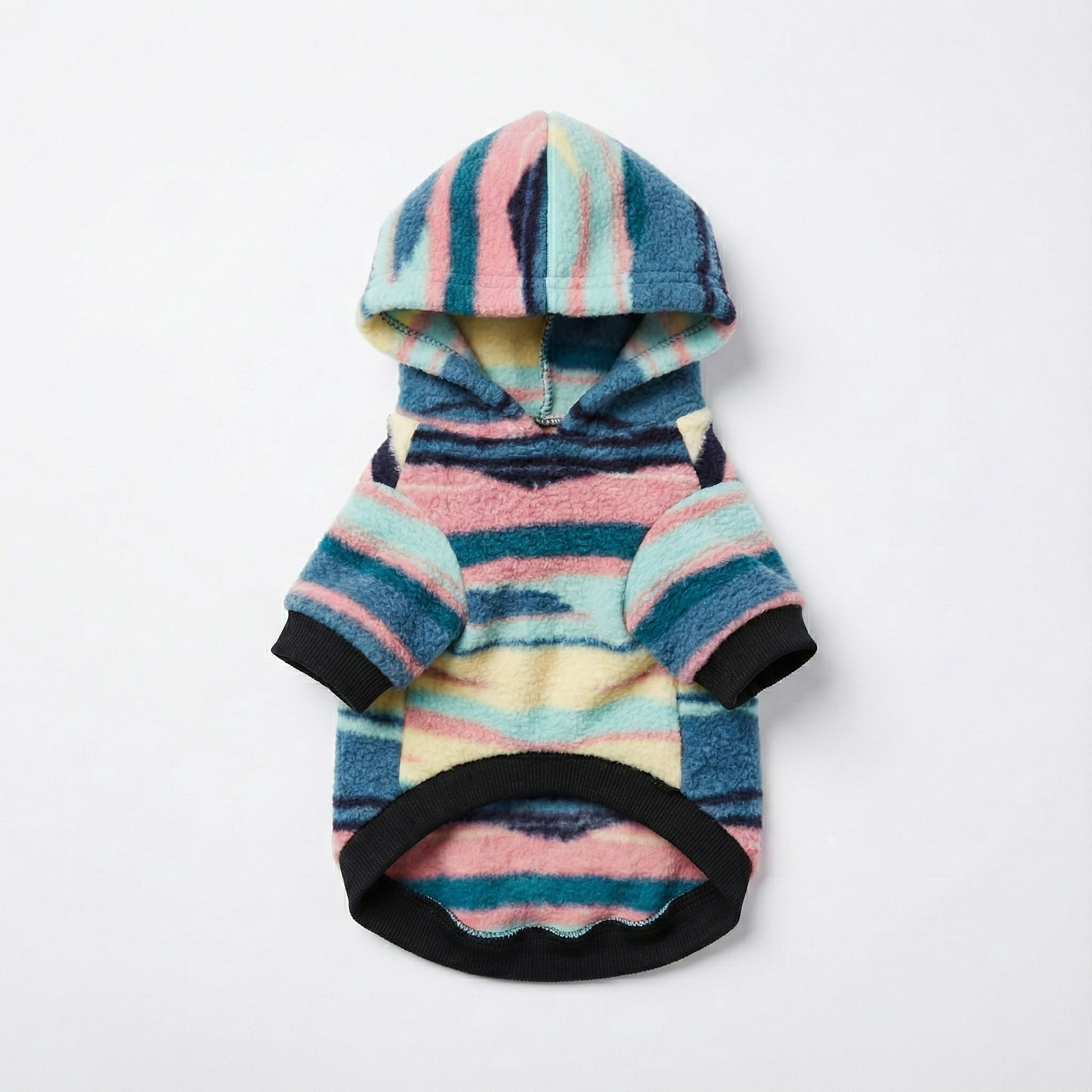 Kapüşonlu renkli peluş köpek sweatshirt ürün detayı