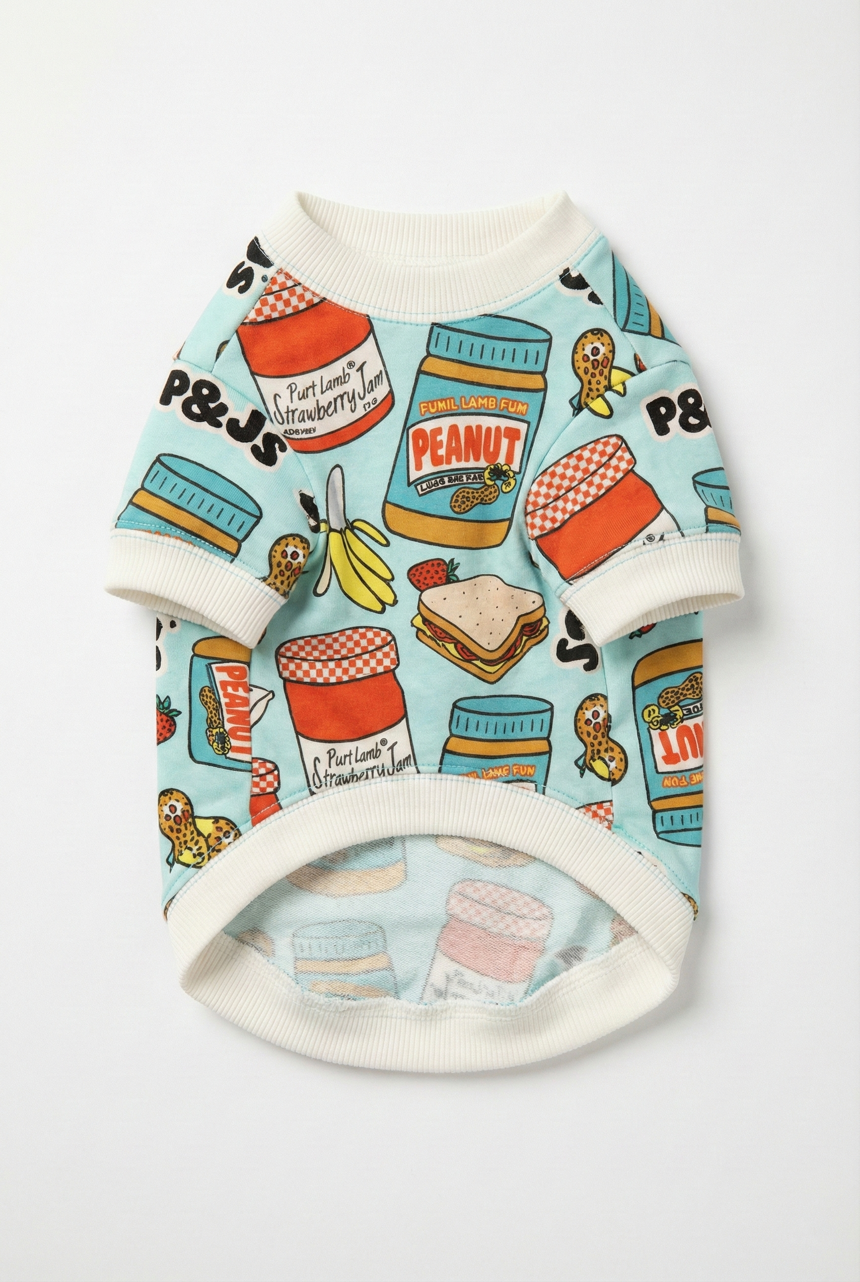 NobleDog Peanut & Jam Desenli Mavi Köpek Sweatshirt - Renkli ve Eğlenceli Tasarım Önden Görünüm