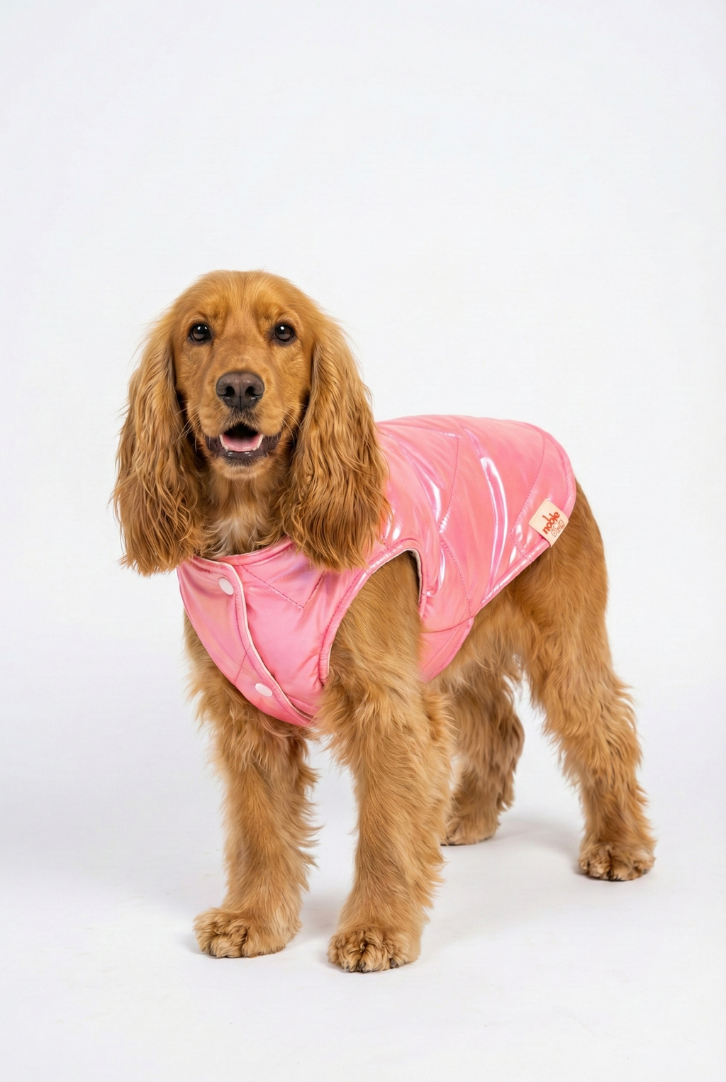 Metalik Pembe Şişme Köpek Yeleği - Su İtici Kışlık Köpek Kıyafeti