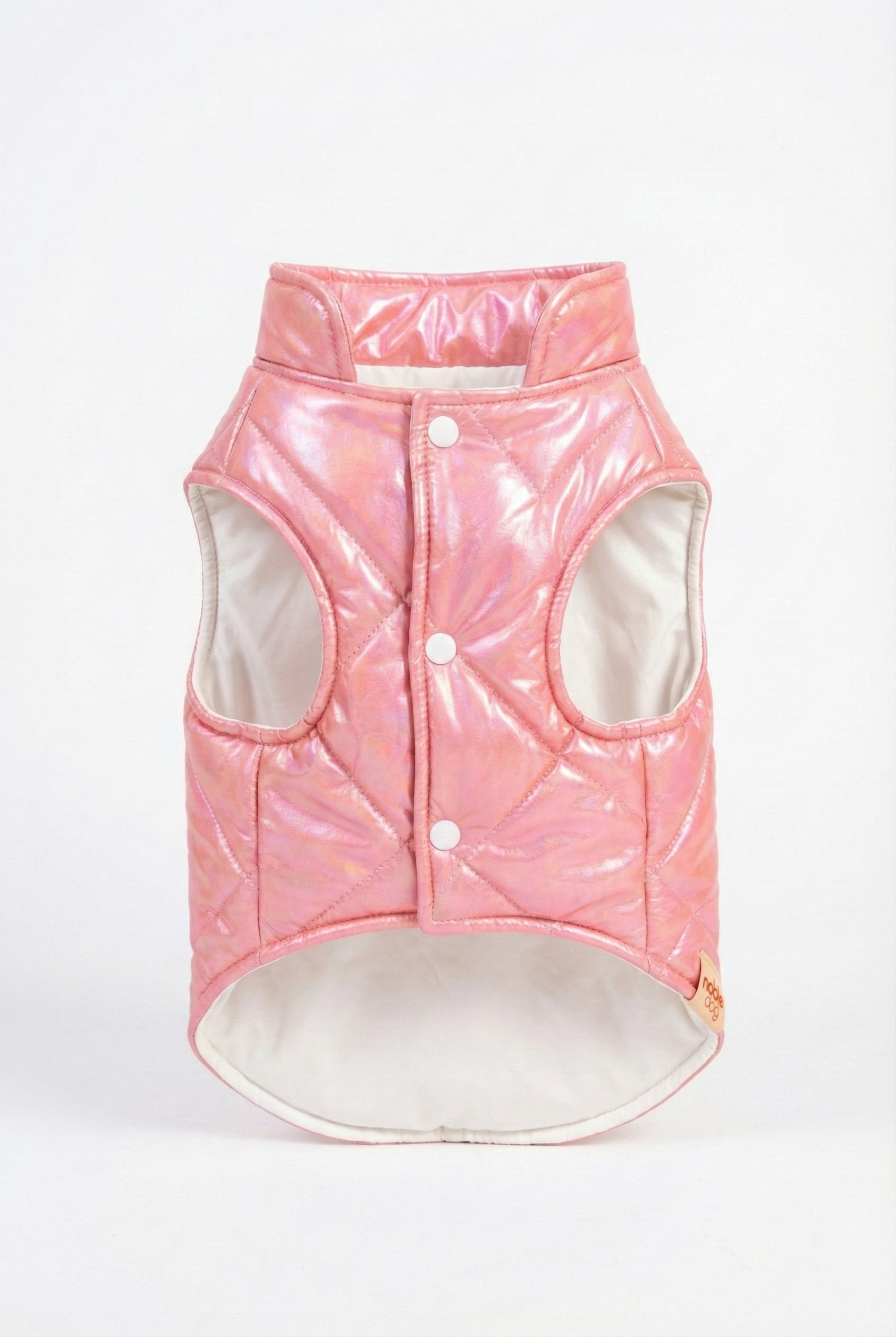 Metalik Pembe Şişme Köpek Yeleği - Su İtici Kışlık Köpek Kıyafeti