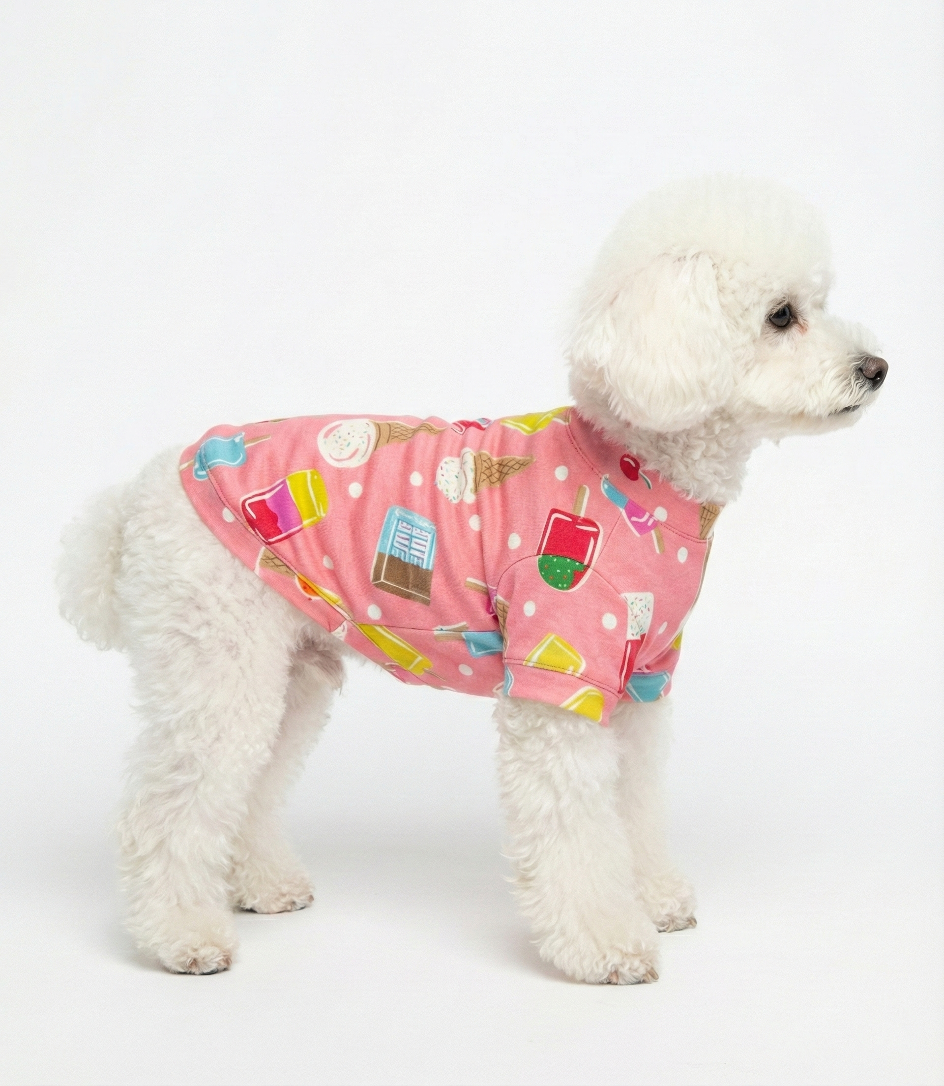 NobleDog Yazlık Dondurma ve Meybuz Desenli Pamuklu Pembe Köpek Tişörtü - Arkadan Serim