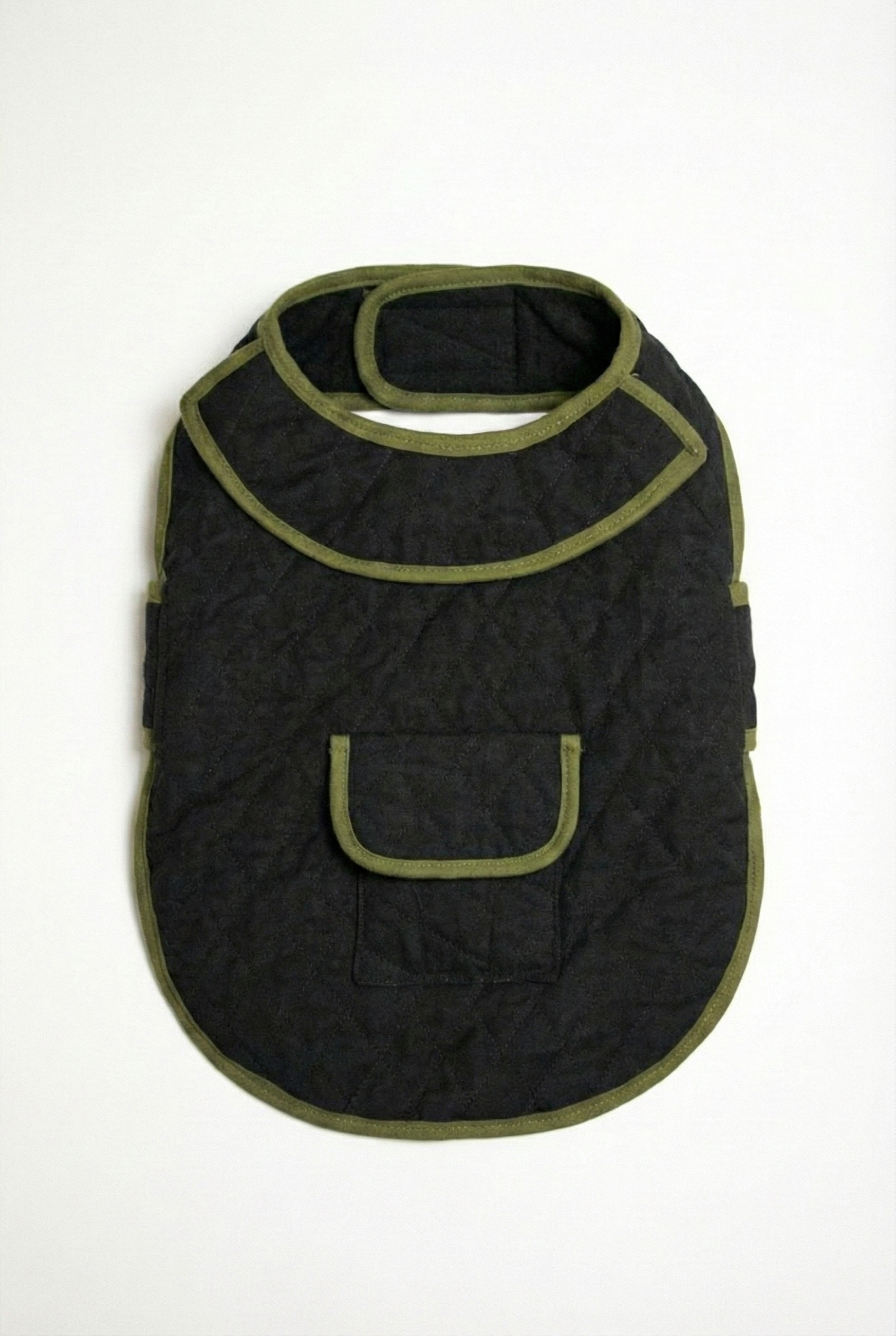 NobleDog siyah kapitone köpek montu arkadan görünüm cepli ve cırt bantlı kışlık köpek kıyafeti